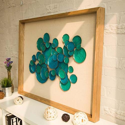 墙面盛开的蓝莲花 这幅蓝莲花的装饰画,纯手工的创意家居饰品,从创意