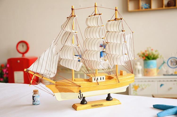30cm实木帆船 地中海风格家居饰品 创意家居礼品厂家直销c5309
